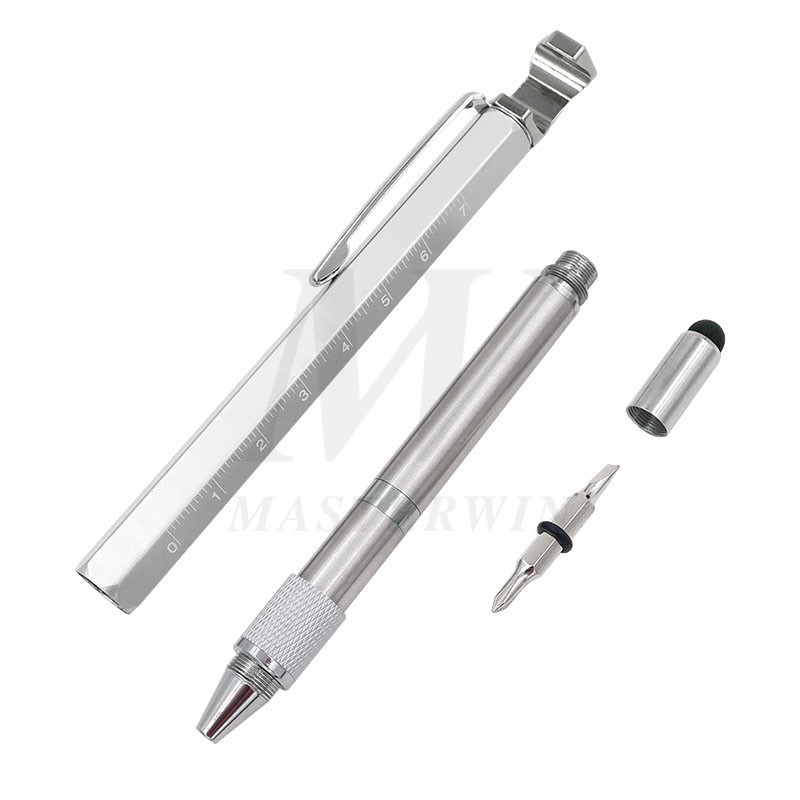 Multifunkční nástrojové pero 6 v 1 se stylusem / pravítkem / držákem na mobilní telefon / otvírák / šroubovák